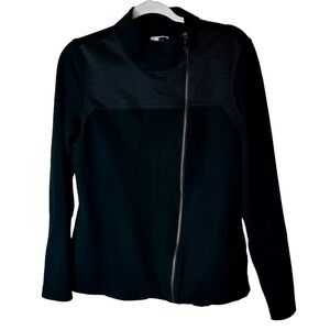 The Base Black Moto Knit Zip-Up Jacket (Size XL)